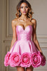 Load image into Gallery viewer, Floral Pink Satin Sweetheart Short Homecoming Dress