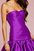 Load image into Gallery viewer, Dark Purple Satin Short Strapless Homecoming Dress with Rulffes