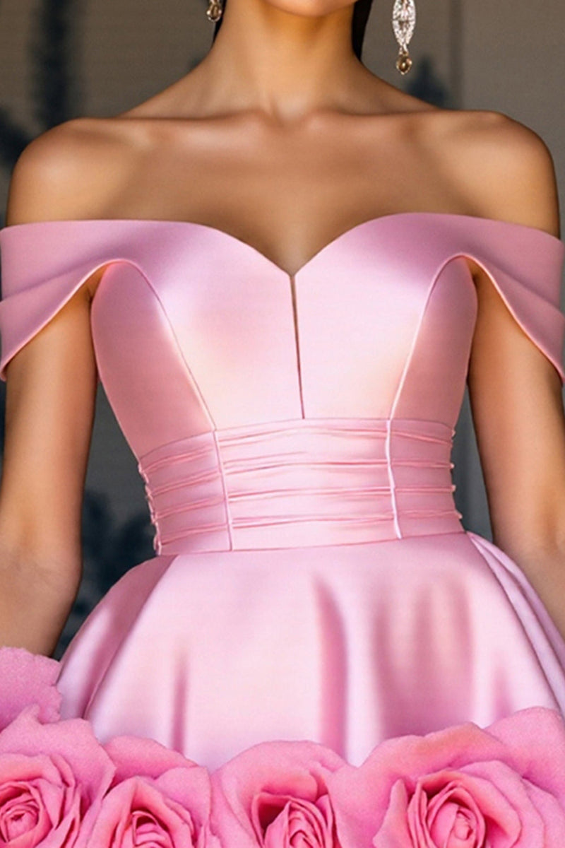 Load image into Gallery viewer, Floral Pink Satin A Line Short Homecoming Dress