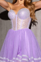 Load image into Gallery viewer, Sparkly Lilac Corset Sweetheart Short Tulle Homecoming Dress