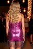 Load image into Gallery viewer, Sparkly Dark Purple Corset Bodycon Short Homecoming Dress with Fringes