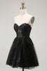 Load image into Gallery viewer, Black Lace A Line Sweetheart Short Corset Homecoming Dress
