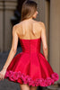 Load image into Gallery viewer, Floral Red Satin Short Strapless Homecoming Dress