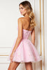 Load image into Gallery viewer, Floral Pink Corset Strapless Short Tulle Homecoming Dress