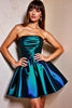Load image into Gallery viewer, Metallic Dark Blue Strapless Corset Short Homecoming Dress