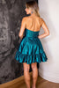 Load image into Gallery viewer, Dark Blue Satin Corset Strapless Short Homecoming Dress with Ruffles