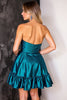 Load image into Gallery viewer, Dark Blue Satin Corset Strapless Short Homecoming Dress with Ruffles