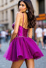 Load image into Gallery viewer, Sparkly Dark Purple Tulle Short Corset Homecoming Dress with Beading