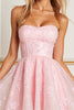 Load image into Gallery viewer, Pink Corset Floral Strapless Short Tulle Homecoming Dress