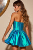 Load image into Gallery viewer, Blue Corset Strapless Satin A Line Short Homecoming Dress