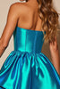 Load image into Gallery viewer, Blue Corset Strapless Satin A Line Short Homecoming Dress