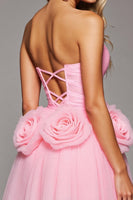 Load image into Gallery viewer, Floral Pink Corset A Line Short Tulle Homecoming Dress