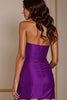 Load image into Gallery viewer, Floral Dark Purple Bodycon Short Satin Homecoming Dress