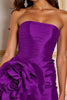 Load image into Gallery viewer, Floral Dark Purple Bodycon Short Satin Homecoming Dress