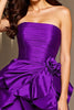 Load image into Gallery viewer, Floral Dark Purple Satin Short Homecoming Dress with Ruffles