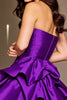 Load image into Gallery viewer, Floral Dark Purple Satin Short Homecoming Dress with Ruffles