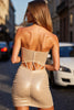 Load image into Gallery viewer, Sparkly Golden Corset Bodycon Short Sequins Homecoming Dress