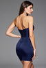 Load image into Gallery viewer, Simple Navy Satin Strapless Short Bodycon Homecoming Dress