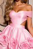 Load image into Gallery viewer, Pink Floral Satin A Line Short Corset Homecoming Dress