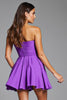 Load image into Gallery viewer, Floral Purple Strapless Short Satin Homecoming Dress