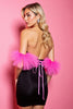 Load image into Gallery viewer, Black Bodycon Satin Short Strapless Homecoming Dress with Feathers