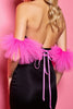 Load image into Gallery viewer, Black Bodycon Satin Short Strapless Homecoming Dress with Feathers