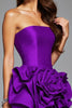 Load image into Gallery viewer, Floral Dark Purple Satin Short Ruffled Homecoming Dress