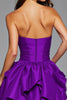 Load image into Gallery viewer, Floral Dark Purple Satin Short Ruffled Homecoming Dress