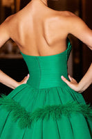 Load image into Gallery viewer, Dark Green Corset Short Tulle Homecoming Dress with Feathers