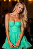 Load image into Gallery viewer, Green Tulle A Line Short Strapless Homecoming Dress