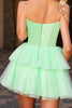 Load image into Gallery viewer, Sparkly Green Tulle A Line Short Corset Homecoming Dress with Beading