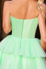 Load image into Gallery viewer, Sparkly Green Tulle A Line Short Corset Homecoming Dress with Beading