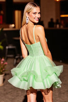 Load image into Gallery viewer, Sparkly Green Corset Short Beaded Homecoming Dress with Ruffles