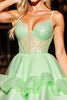 Load image into Gallery viewer, Sparkly Green Corset Short Beaded Homecoming Dress with Ruffles