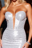 Load image into Gallery viewer, Sparkly Silver Corset Sequin Short Bodycon Homecoming Dress