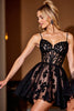 Load image into Gallery viewer, Black Lace Corset Spaghetti Straps Short Homecoming Dress