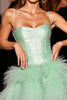Load image into Gallery viewer, Green A Line Corset Short Homecoming Dress with Feathers