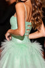 Load image into Gallery viewer, Green A Line Corset Short Homecoming Dress with Feathers