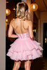Load image into Gallery viewer, Sparkly Pink Tulle Short Corset Homecoming Dress with Beading