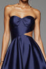 Load image into Gallery viewer, Simple Navy A Line Cut Out Short Satin Homecoming Dress