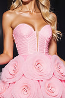 Load image into Gallery viewer, Pink Floral Sweetheart Corset Short Tulle Homecoming Dress