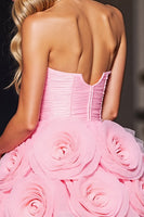 Load image into Gallery viewer, Pink Floral Sweetheart Corset Short Tulle Homecoming Dress