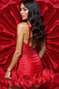 Load image into Gallery viewer, Sparkly Red Bodycon Satin Short Homecoming Dress with Flowers