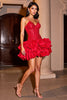 Load image into Gallery viewer, Sparkly Red Corset Short Sequins Homecoming Dress with Ruffles