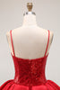 Load image into Gallery viewer, Sparkly Red Sequins Short Corset Homecoming Dress with Ruffles