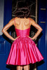 Load image into Gallery viewer, Floral Fuchsia A Line Satin Short Homecoming Dress with Ruffles