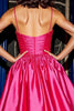 Load image into Gallery viewer, Floral Fuchsia A Line Satin Short Homecoming Dress with Ruffles