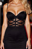 Load image into Gallery viewer, Black Spaghetti Straps Bodycon Satin Short Homecoming Dress