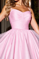 Load image into Gallery viewer, Pink Tulle A Line Short Ruched Homecoming Dress