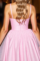 Load image into Gallery viewer, Pink Tulle A Line Short Ruched Homecoming Dress
